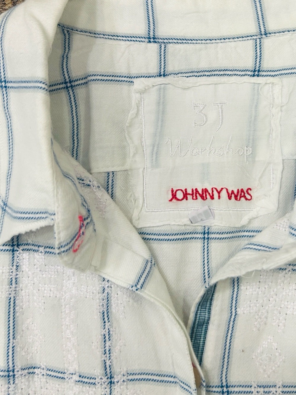 Johnny Was “3J Workshop” Embroidered 3/4 Sleeve Button Up Tunic Top Size Medium - Picture 11 of 11